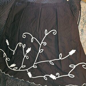 Black and White Embroidered Skirt